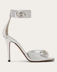 Valentino Garavani SANDALO VLOGO LOCKER IN VITELLO SPECCHIO 105MM Donna ARGENTO Argento