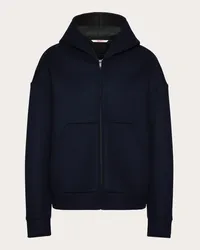 Valentino Garavani FELPA IN LANA E CASHMERE CON CAPPUCCIO Uomo NAVY Navy