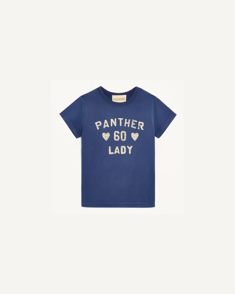 Valentino Garavani T-Shirt In Cotone Stampato Donna BLU/BETULLA Blu