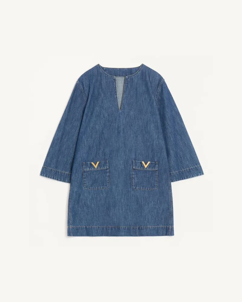 Valentino Garavani Abito In Denim Chambray Donna BLU Blu