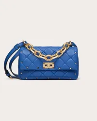 Valentino Garavani BORSA GARAVANI ROCKSTUD SPIKE IN NAPPA PATCHWORK Donna RIVERSIDE BLU Riverside