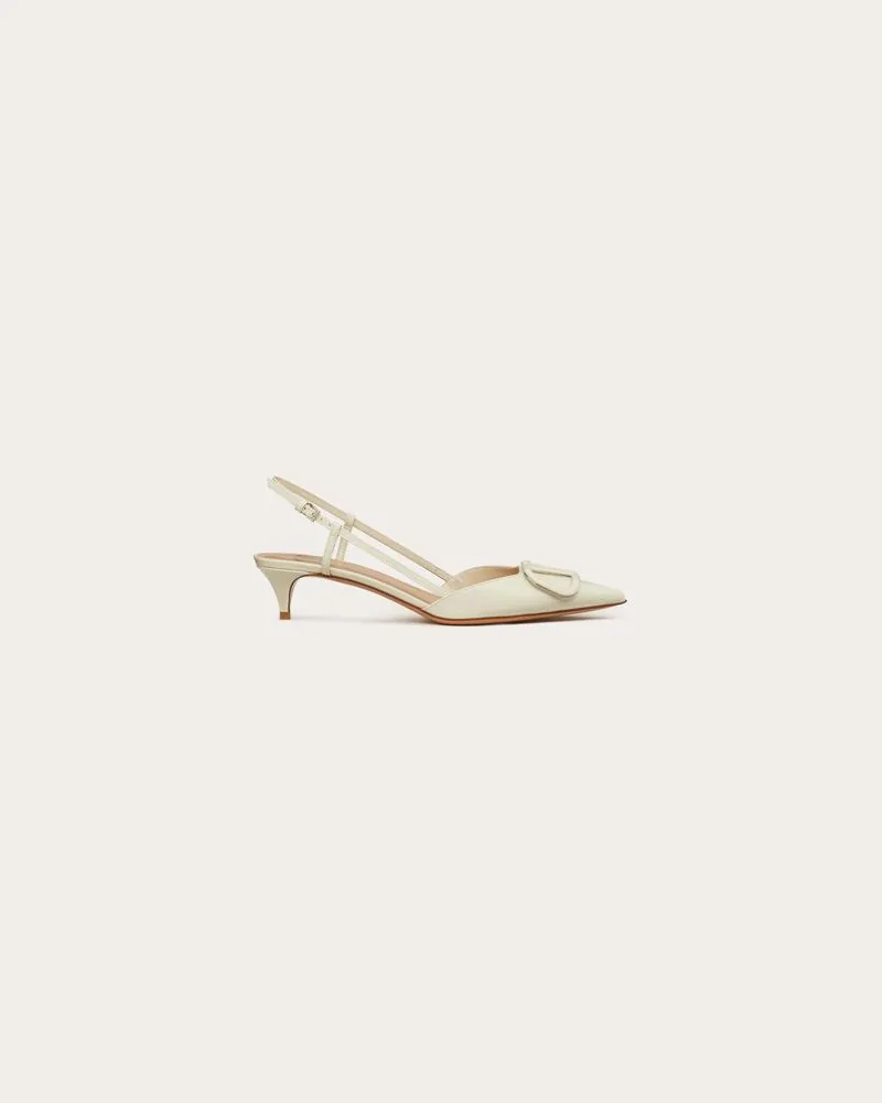Valentino Garavani Décolleté Slingback Vlogo Signature In Vernice 40Mm Donna LIGHT IVORY 37 