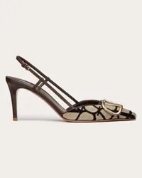 Valentino Garavani DÉCOLLETÉ SLINGBACK VLOGO SIGNATURE IN TOILE ICONOGRAPHE 80MM Donna BEIGE/NERO Beige