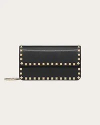 Valentino Garavani POUCH CON CATENA ROCKSTUD IN VITELLO GRANATO Donna NERO Nero