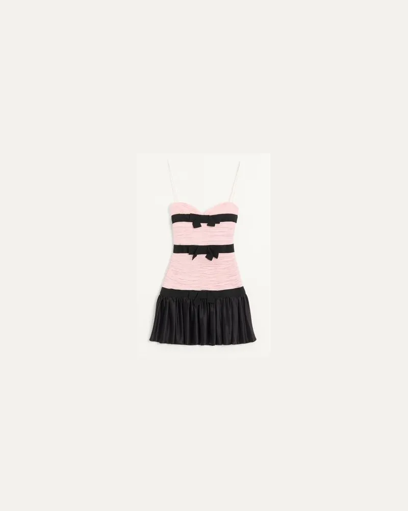 Valentino Garavani Abito Corto In Light Georgette Donna NERO/ROSA 38 