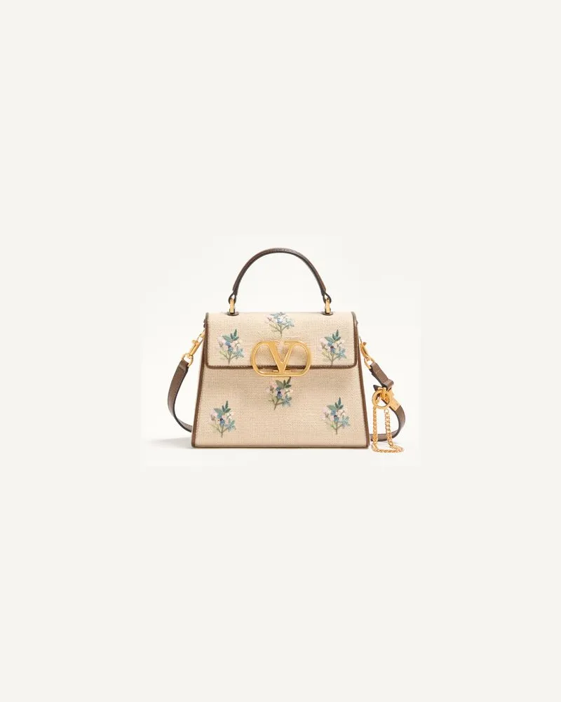 Valentino Garavani Borsa A Mano Piccola Valentino Garavani VSling In Lino Con Ricamo Donna NATURALE/MULTICOLOR UNI 