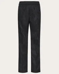 Valentino Garavani PANTALONE IN NYLON CON MOTIVO TOILE ICONOGRAPHE Uomo NERO Nero