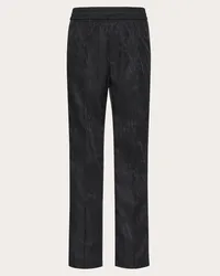 Valentino Garavani PANTALONE IN NYLON CON MOTIVO TOILE ICONOGRAPHE Uomo NERO Nero