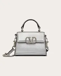 Valentino Garavani BORSA A MANO MICRO VSLING IN VITELLO GRANATO METALLIZZATO Donna ARGENTO Argento