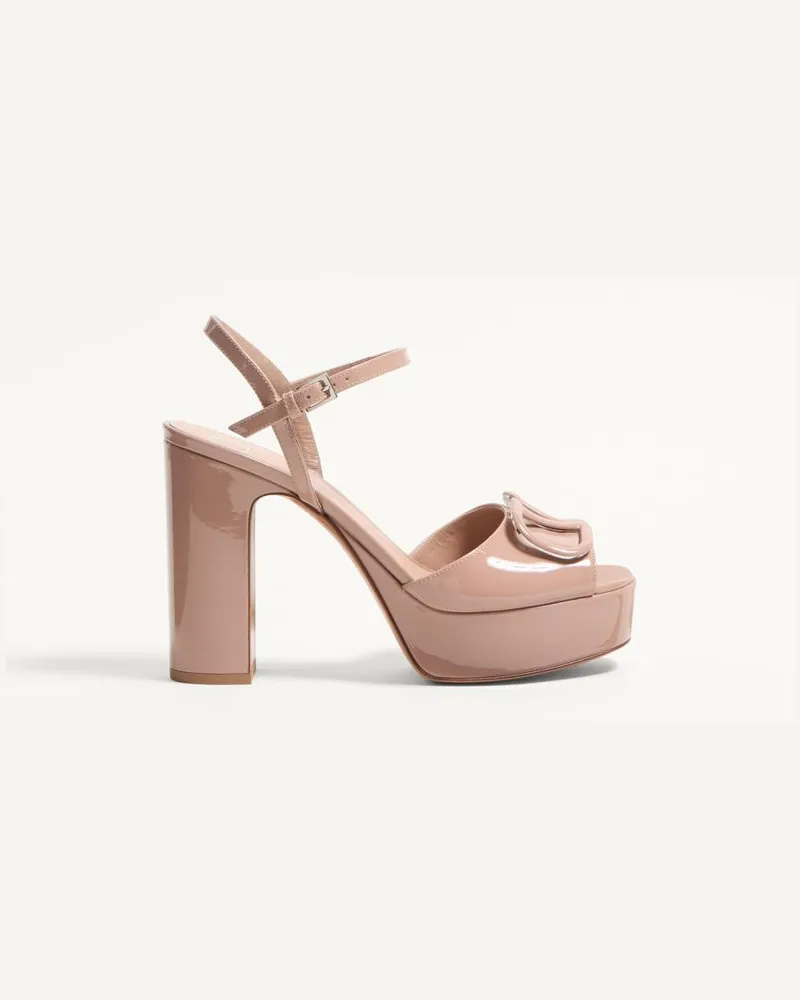 Valentino Garavani Sandalo Con Plateau VLogo Signature In Vernice 115Mm Donna ROSE CANNELLE Rose