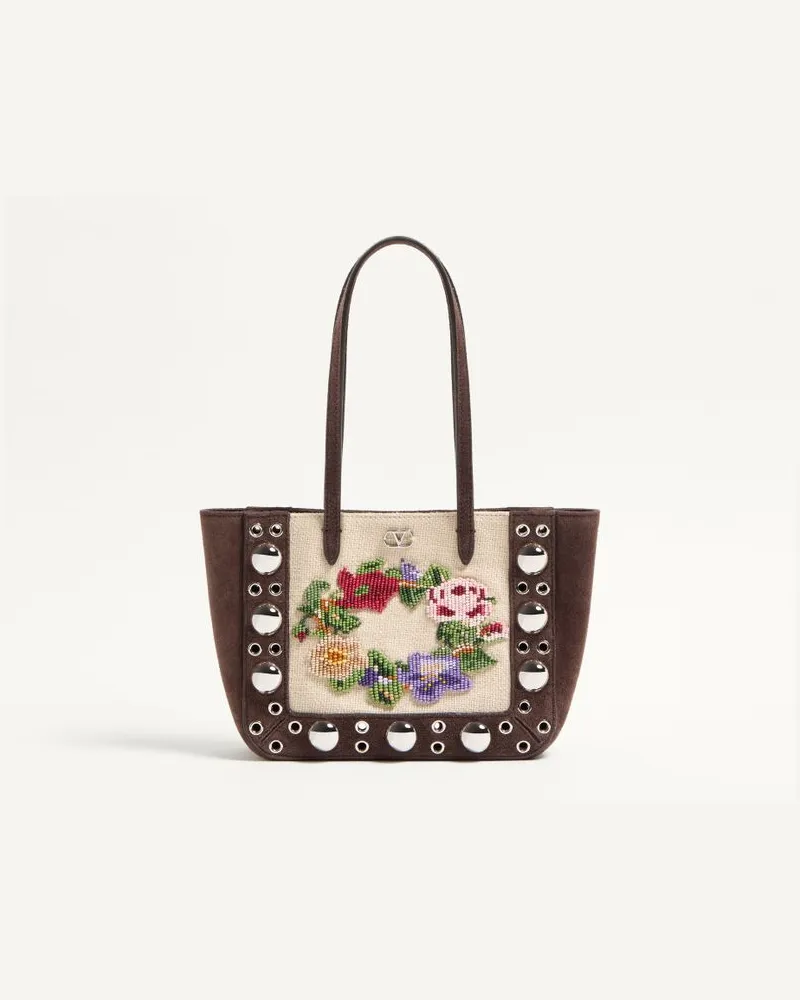 Valentino Garavani Borsa Shopping Mini Valentino Garavani Nellcôte Ricamata Donna MULTICOLOR/TESTA DI MORO Multicolor