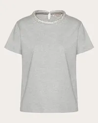 Valentino Garavani T-SHIRT IN JERSEY RICAMATA Donna GRIGIO Grigio