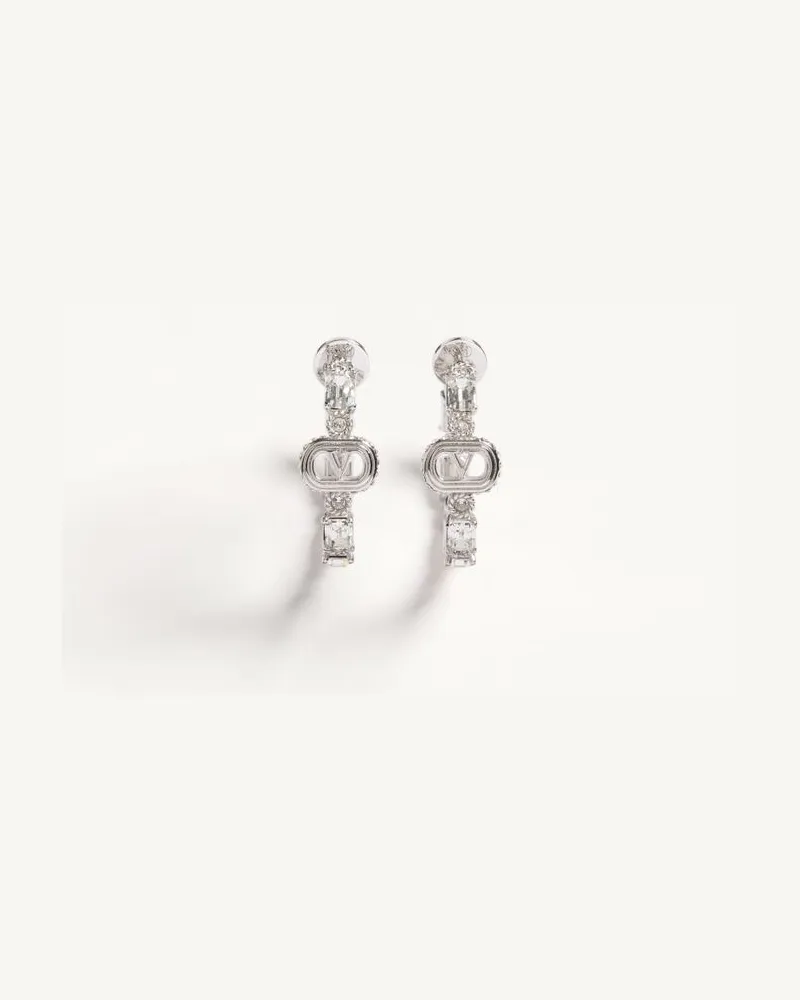 Valentino Garavani Orecchini Ovalette In Metallo E Cristalli Swarovski Donna RHODIUM/CRYSTAL Rhodium