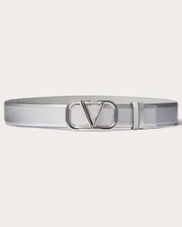 Valentino Garavani CINTURA REVERSIBILE VLOGO SIGNATURE IN VITELLO METALLIZZATO E VITELLO LUCIDO 30 MM Donna SILVER/GRIGIO Silver