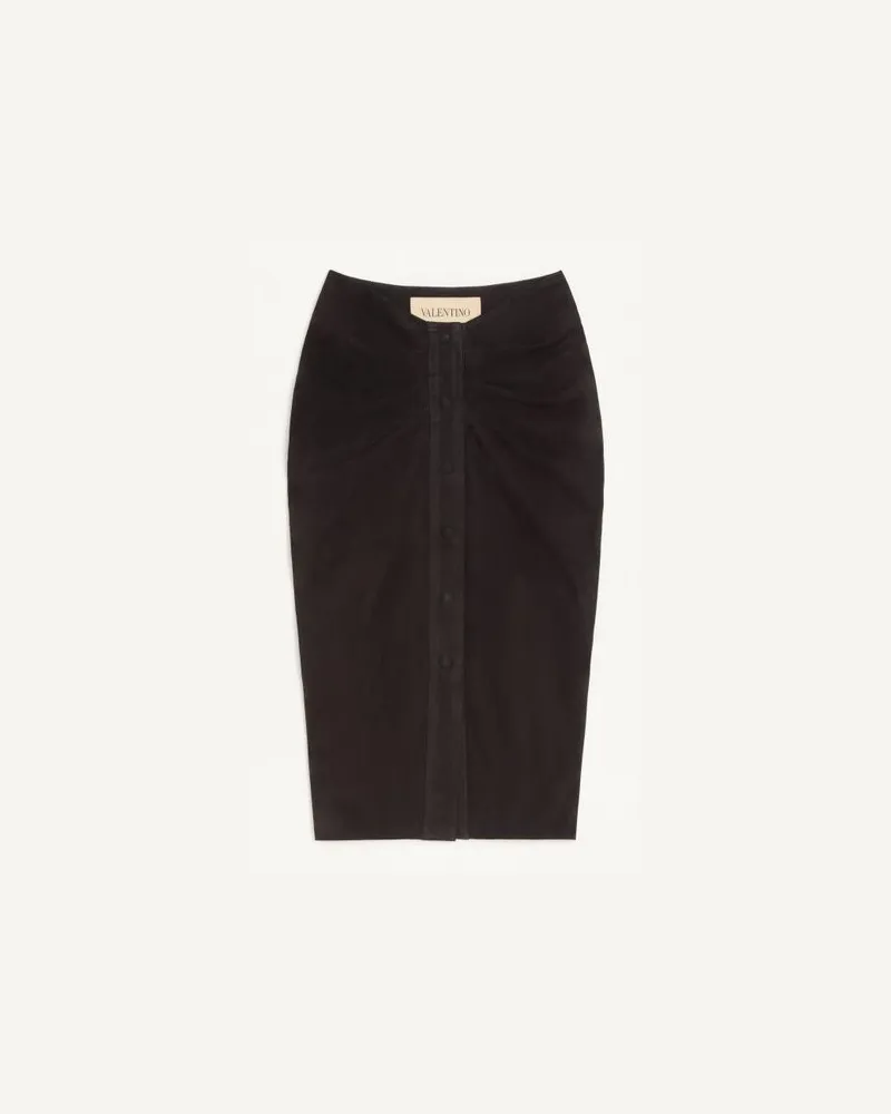 Valentino Garavani Gonna In Pelle Scamosciata Donna NERO Nero