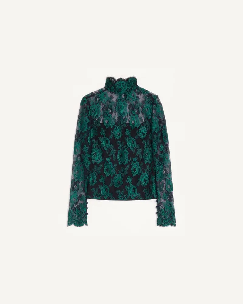 Valentino Garavani Top In Pizzo Donna MARINE/EMERALD Marine