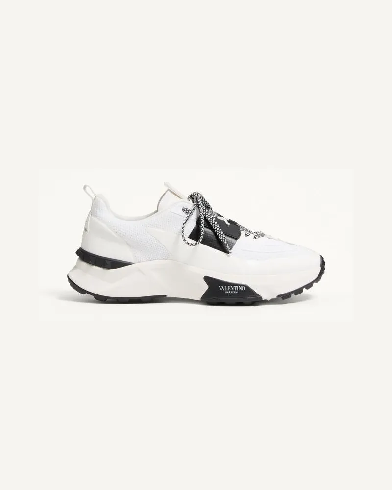 Valentino Garavani Sneaker Low Top True Act In Mesh E Tessuto Gommato Uomo BIANCO/ NERO Bianco