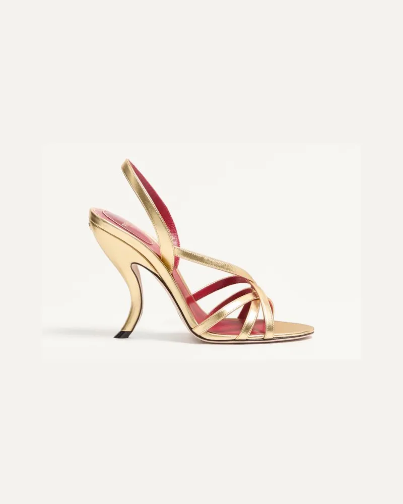 Valentino Garavani Sandalo Fetishique In Nappa Laminata 105Mm Donna ANTIQUE BRASS Antique