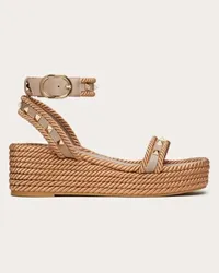 Valentino Garavani SANDALO FLATFORM ROCKSTUD IN VITELLO 45MM Donna POUDRE Poudre