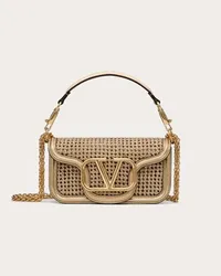 Valentino Garavani BORSA PICCOLA A SPALLA GARAVANI LOCÒ IN PELLE INTRECCIATA METALLIZZATA Donna ORO Oro