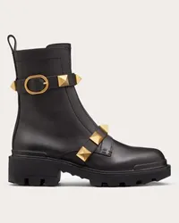 Valentino Garavani COMBAT BOOT ROMAN STUD IN VITELLO 40MM Donna NERO Nero