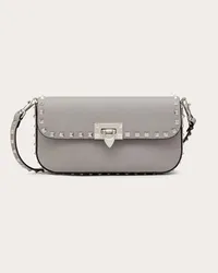 Valentino Garavani BORSA A TRACOLLA GARAVANI ROCKSTUD IN VITELLO GRANATO Donna GRIGIO Grigio