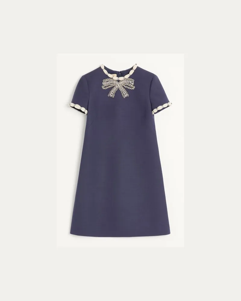 Valentino Garavani Abito Corto In Crepe Couture Ricamato Donna INDACO/AVORIO Indaco