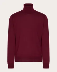 Valentino Garavani MAGLIONE COLLO ALTO IN LANA CON RICAMO VLOGO SIGNATURE Uomo BORDEAUX Bordeaux