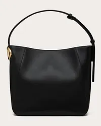 Valentino Garavani BORSA A SECCHIELLO VLOGO SIDE IN VITELLO NAPPATO Donna NERO Nero