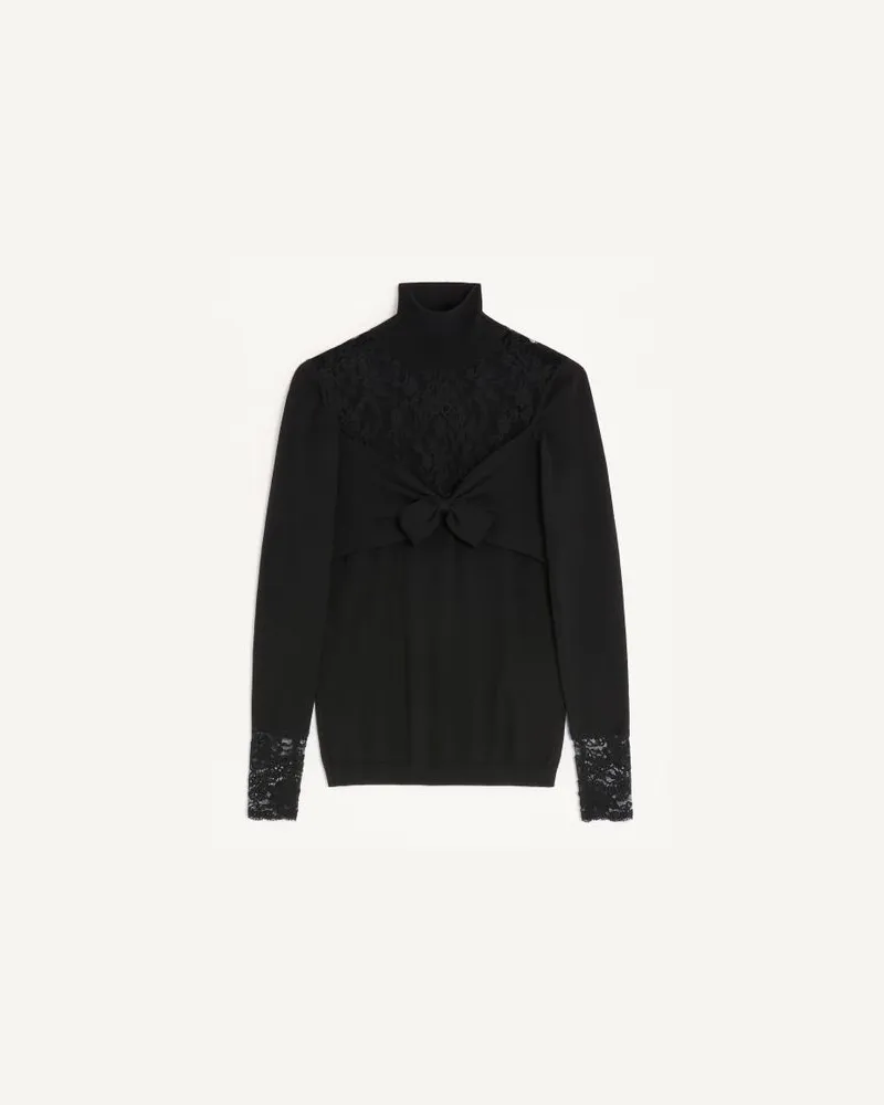 Valentino Garavani Maglia In Lana Con Pizzo Donna NERO Nero