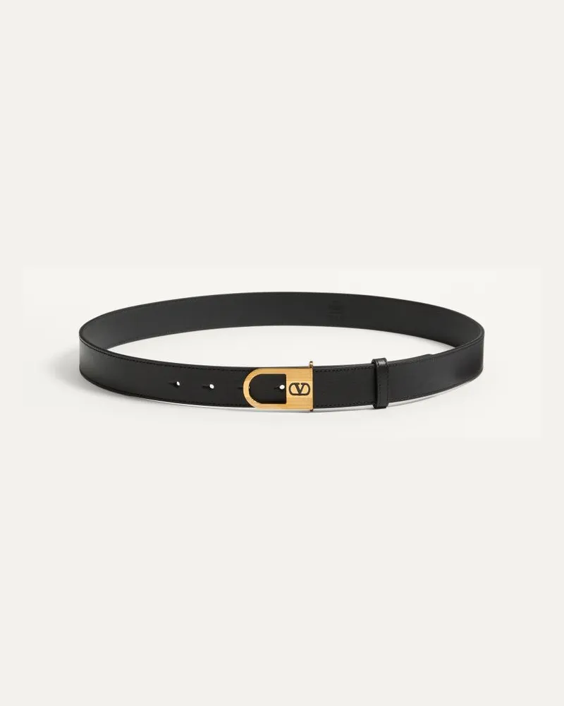 Valentino Garavani Cintura VLogo Signature In Vitello Lucido 30 Mm Con Dettaglio Logo Smaltato Donna NERO Nero