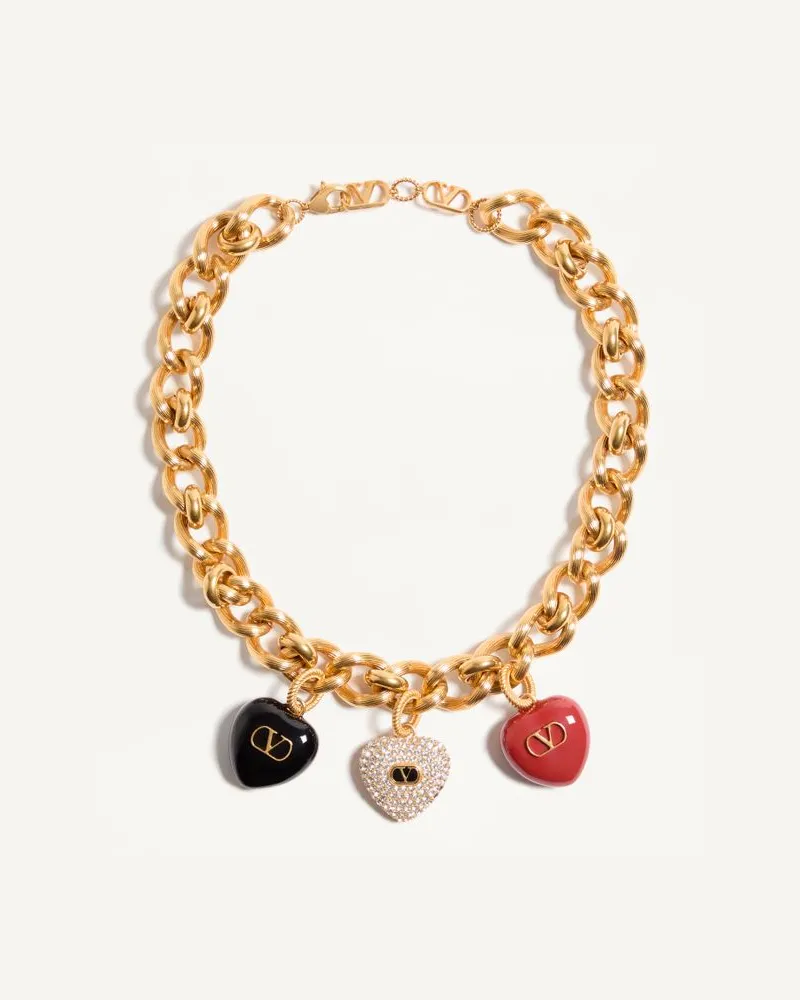 Valentino Garavani Collana Coeur Royal In Metallo,Smalto E Cristalli Swarovski Donna ANTIQUE BRASS Antique