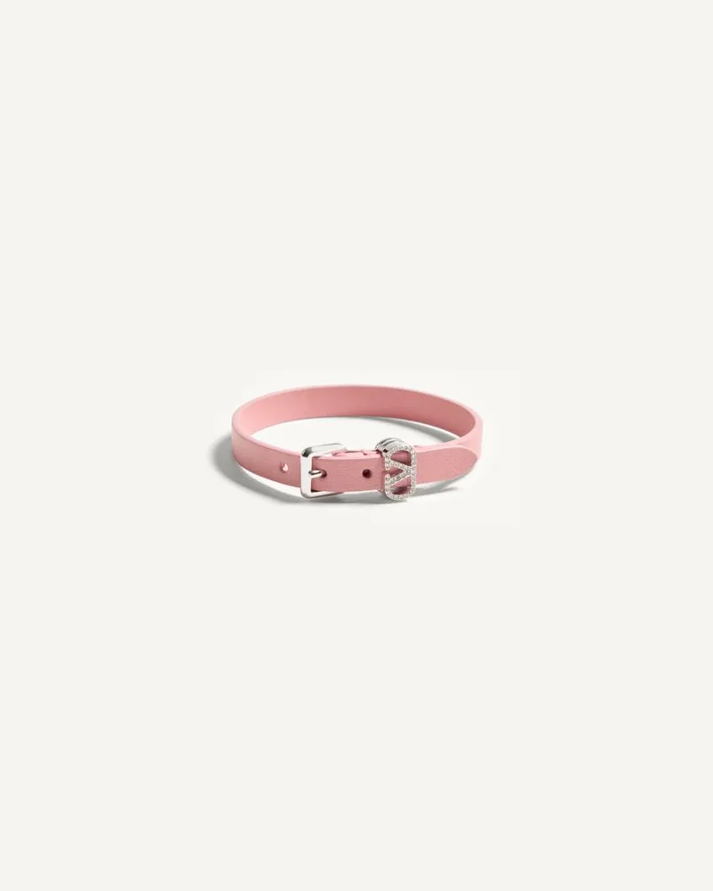 Valentino Garavani Bracciale Ovalette Valentino In Pelle E Cristalli Swarovski Donna ROSA/CRYSTAL Rosa