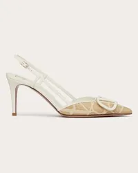 Valentino Garavani DÉCOLLETÉ SLINGBACK VLOGO SIGNATURE IN RAFIA TOILE ICONOGRAPHE 80MM Donna NATURALE/AVORIO Naturale