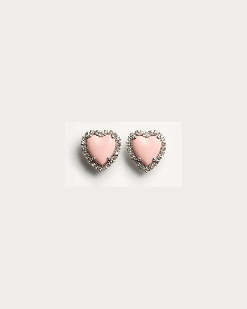 Valentino Garavani Orecchini Coeur Hyperbole In Metallo, Resina E Cristalli Swarovski® Donna PALLADIO/ROSA UNI 