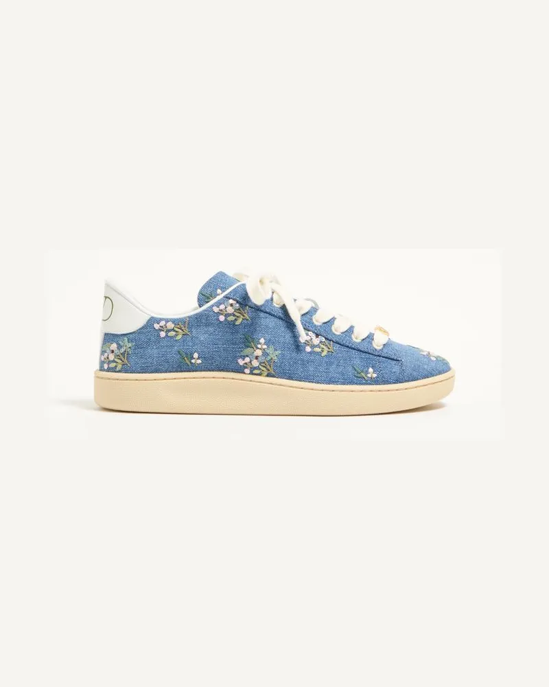 Valentino Garavani Sneaker Royco In Denim Con Ricamo Floreale Donna DENIM Denim