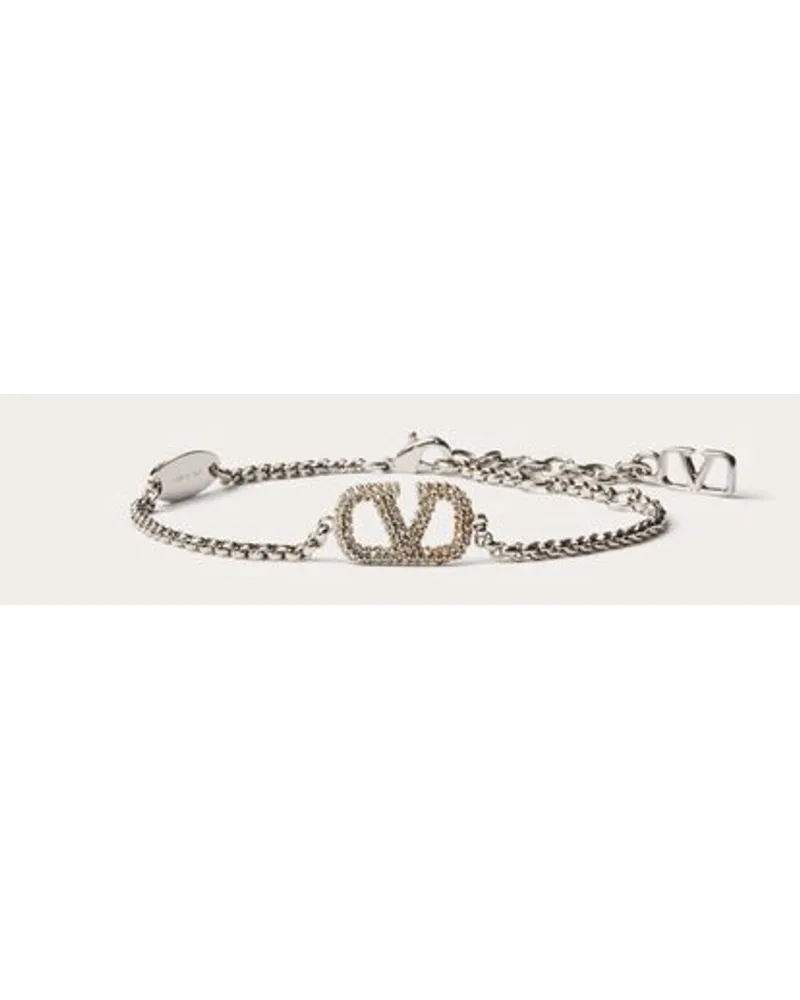 Valentino Garavani BRACCIALE VLOGO SIGNATURE IN METALLO E CRISTALLI SWAROVSKI® Donna PALLADIO/CRYSTAL Palladio