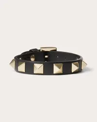 Valentino Garavani BRACCIALE ROCKSTUD IN PELLE Donna NERO Nero