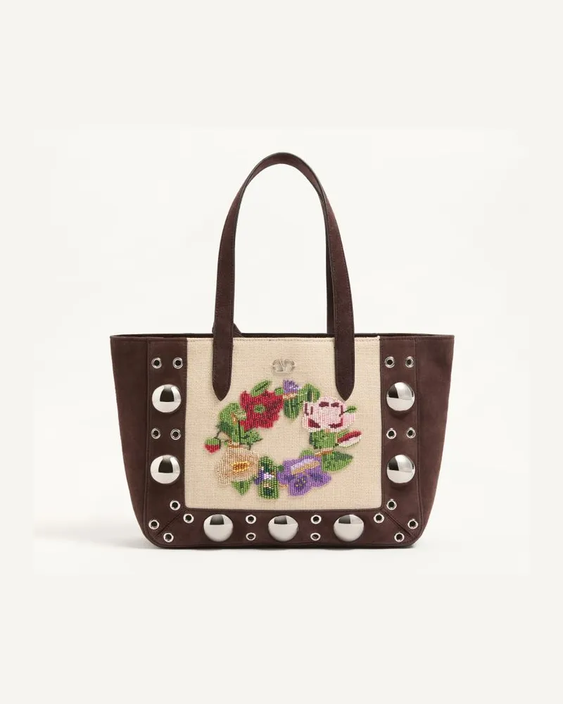 Valentino Garavani Borsa Media Shopping Valentino Garavani Nellcôte Ricamata Donna EBANO/MULTICOLOR Ebano