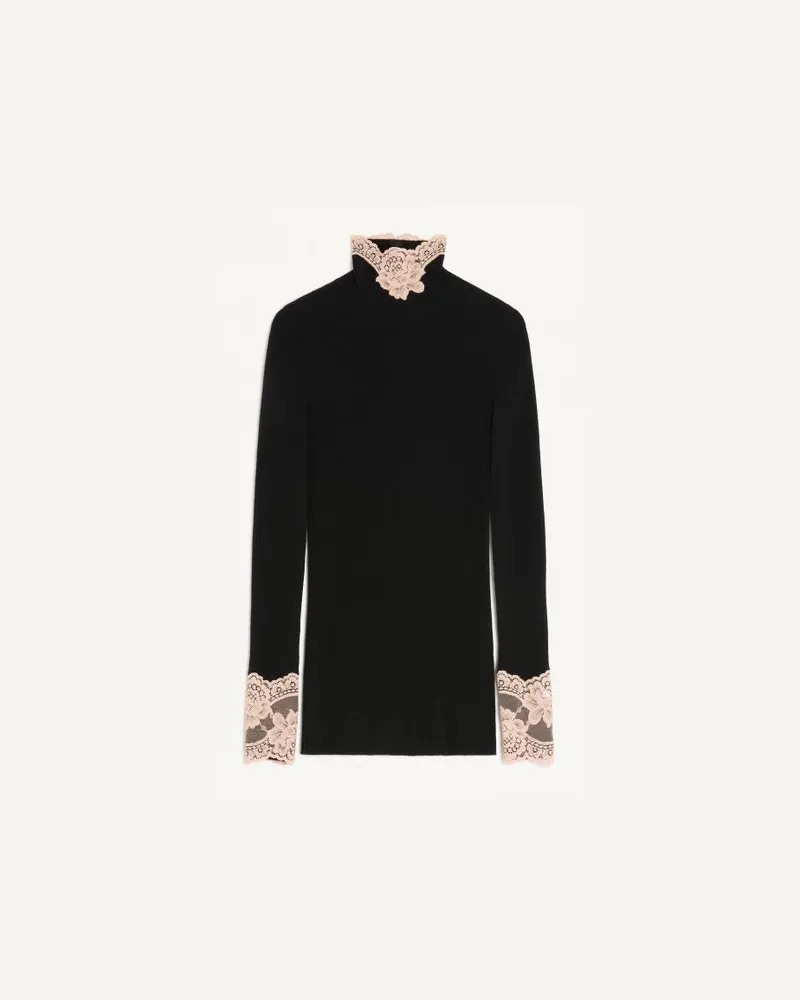 Valentino Garavani Maglia In Cashmere Donna NERO/ROSE DUST Nero