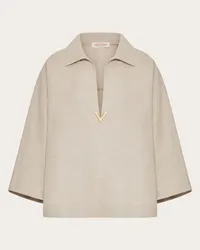 Valentino Garavani TOP IN TELA LINO Donna BEIGE GRAVEL Beige