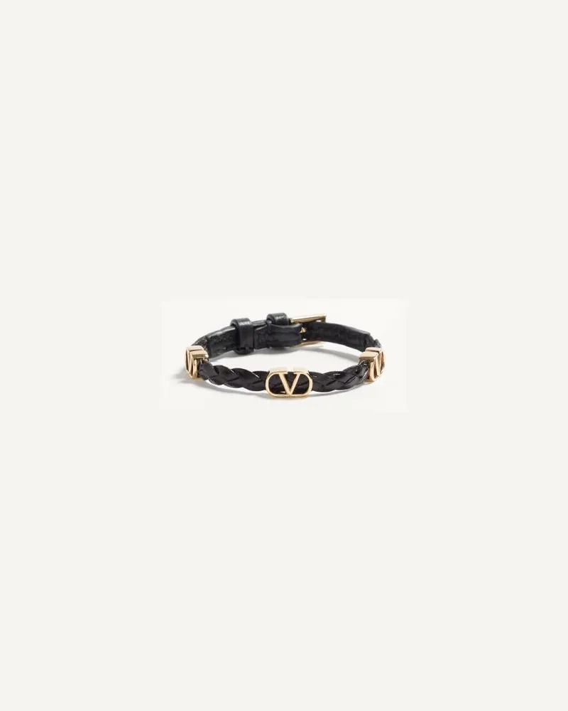 Valentino Garavani Bracciale Intrecciato VLogo Signature In Vitello Donna NERO Nero