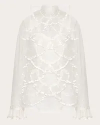 Valentino Garavani TOP IN TULLE ILLUSIONE RICAMATO Donna AVORIO Avorio