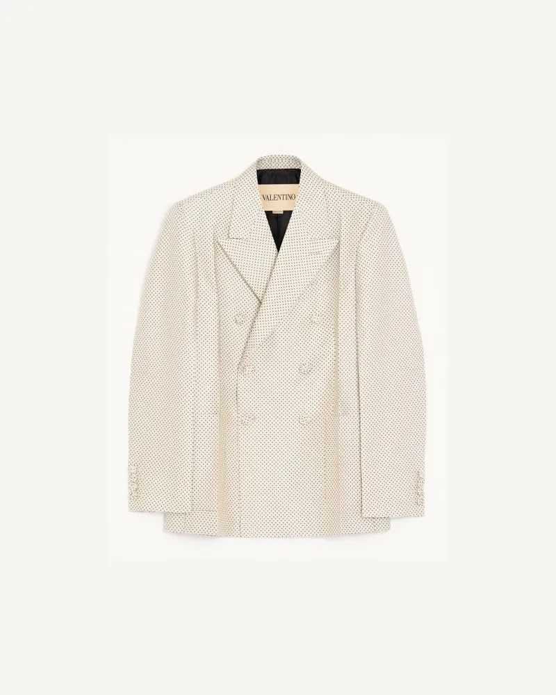 Valentino Garavani Giacca Doppiopetto Valentino In Seta Con Motivo Jacquard Plusdepois E Piega Da Stiro Uomo AVORIO/NERO Avorio