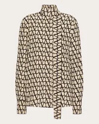 Valentino Garavani CAMICIA IN CREPE DE CHINE TOILE ICONOGRAPHE Donna BEIGE/NERO Beige