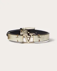 Valentino Garavani BRACCIALE VLOGO SINGNATURE IN PELLE LAMINATA Donna PLATINO Platino