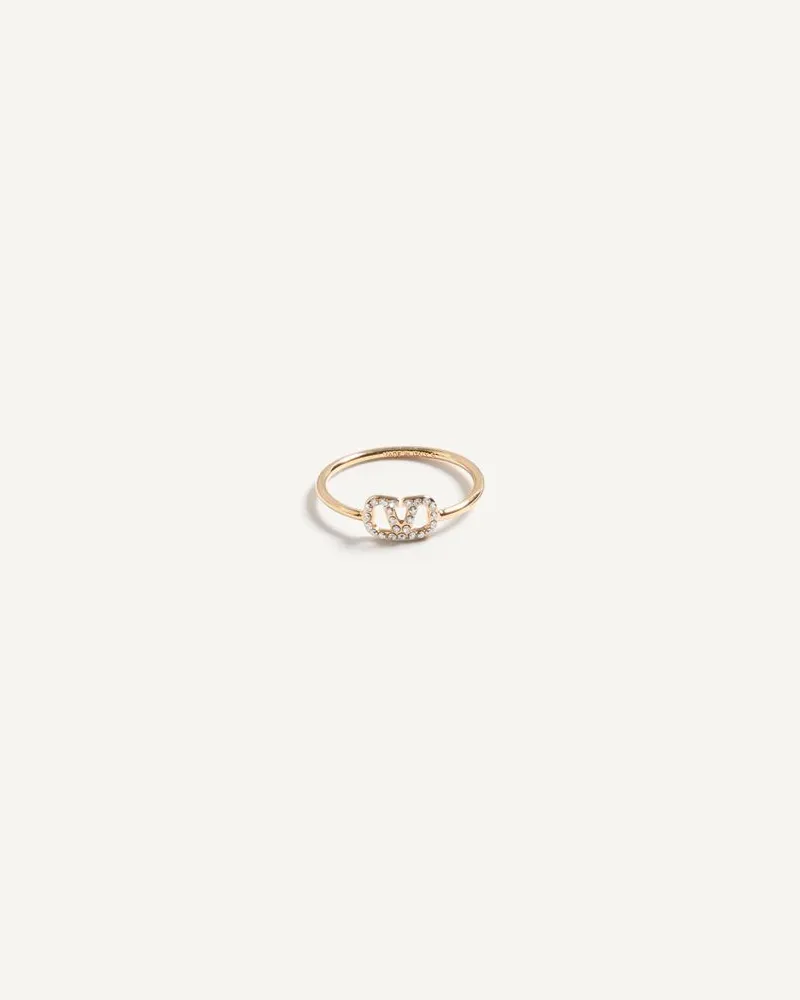 Valentino Garavani Anello VLogo Signature In Metallo E Cristalli Swarovski Donna ORO Oro