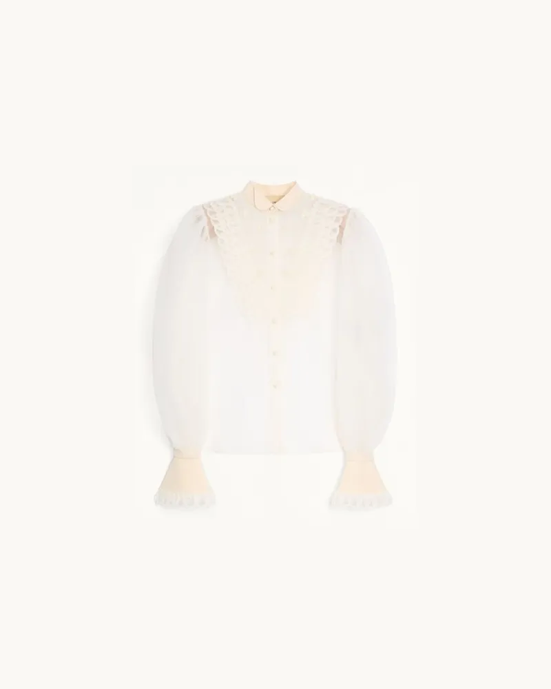 Valentino Garavani Camicia In Organza Ricamata Donna VANIGLIA Vaniglia