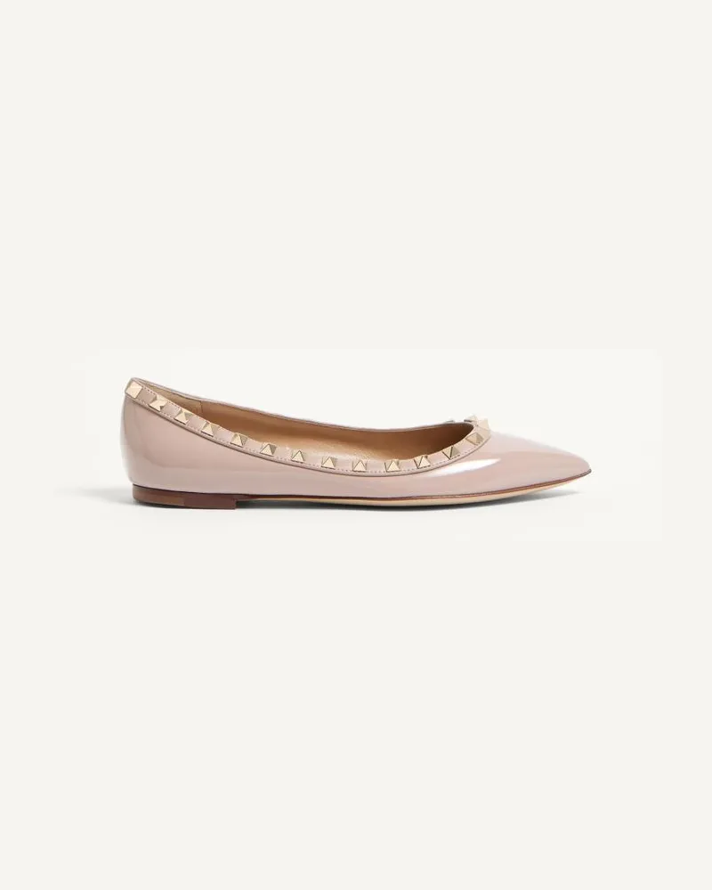 Valentino Garavani Ballerina Rockstud In Vernice Donna POUDRE Poudre