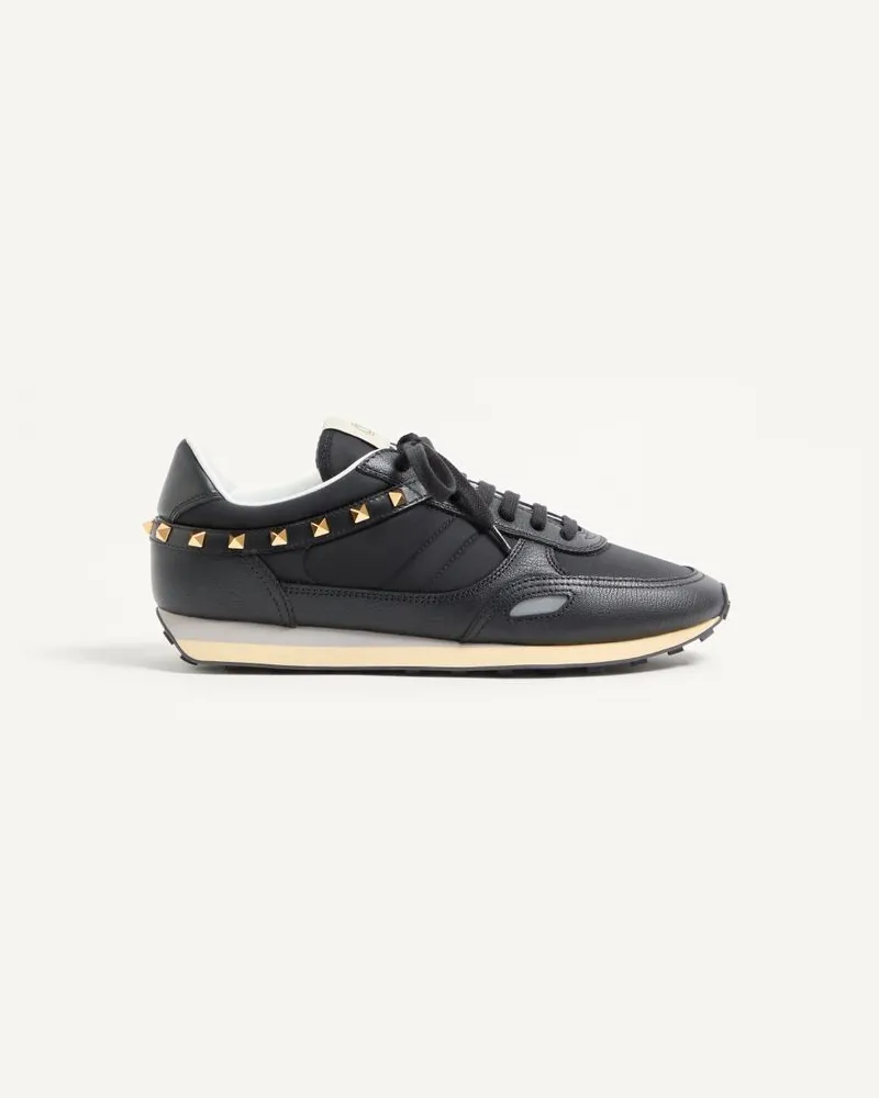 Valentino Garavani Sneaker Stud Up In Pelle E Nylon Uomo NERO Nero